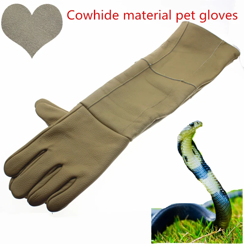 

Anti bite gloves 60cm safety long gloves,one layer thick Cowhide gloves for catch animal like dog,cat,reptile,snake Pets