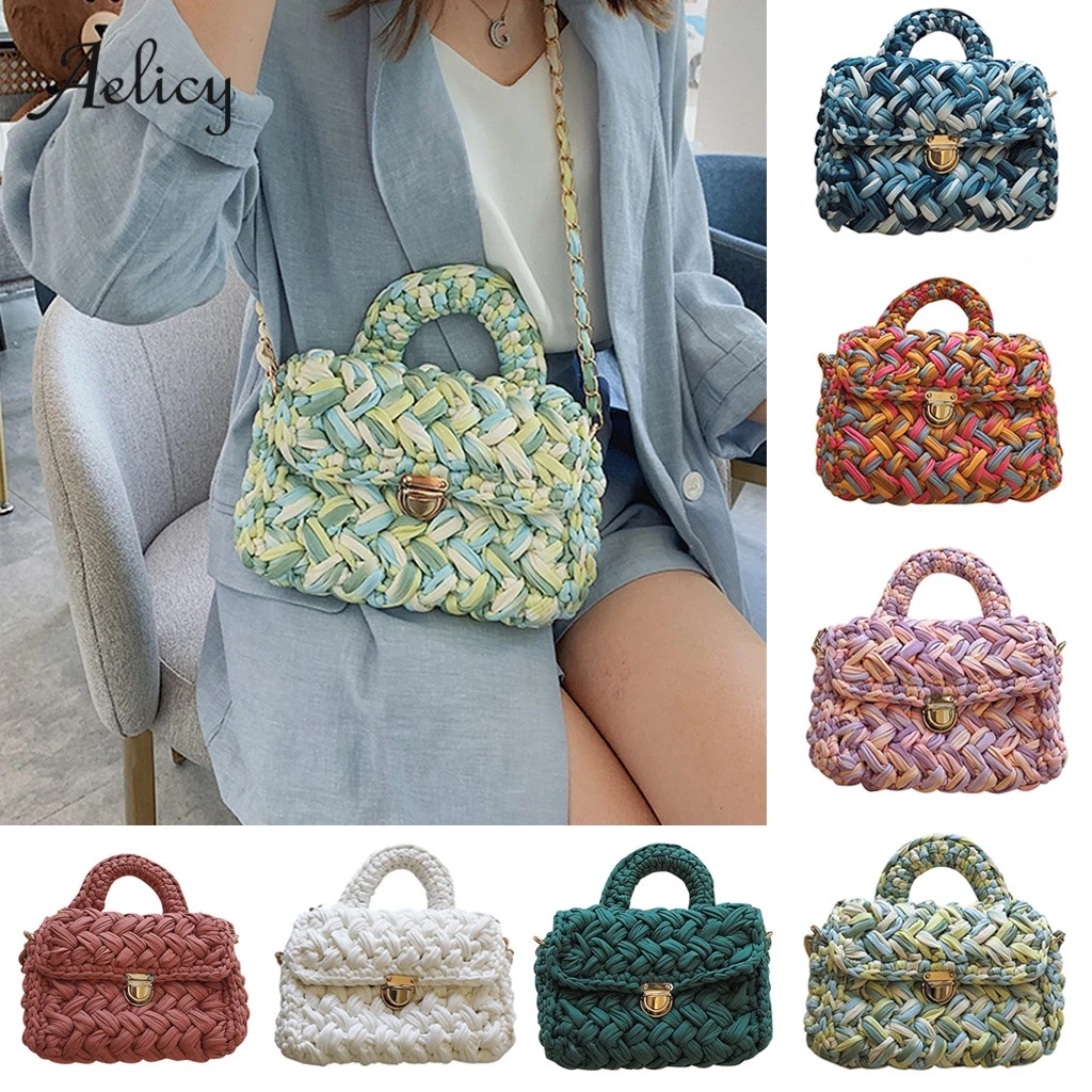 Aelicy New Summer Women Shoulder Bags Bohemian Style Colorful Striped Weaving Handbags Female Chain Cotton Messenger Bags
Aelicy New Summer Women Shoulder Bags Bohemian Style Colorful Striped Weaving Handbags Female Chain Cotton Messenger Bags