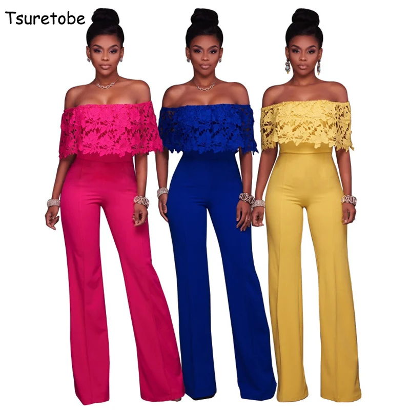 Tsuretobe Fashion Summer Bodycon Ruffles floral lace Jumpsuits female Sexy Wide Leg Romper Womens Jumpsuit Macacao Feminino
Tsuretobe Fashion Summer Bodycon Ruffles floral lace Jumpsuits female Sexy Wide Leg Romper Womens Jumpsuit Macacao Feminino