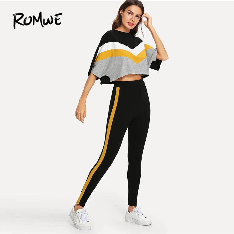 ROMWE Color Block Batwing Sleeve Top Pants Co-Ord 2019 Sportswear Half Sleeve 2 Piece Set Casual Women Spring Two Piece
ROMWE Color Block Batwing Sleeve Top Pants Co-Ord 2019 Sportswear Half Sleeve 2 Piece Set Casual Women Spring Two Piece