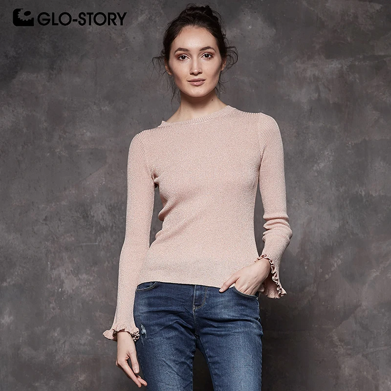 GLO-STORY Women's 2018 Shinny High Street Ruffle Cuff Pullover Sweaters Woman Slim Fit Club Party Jumper Sweter Tops WMY-7637
GLO-STORY Women's 2018 Shinny High Street Ruffle Cuff Pullover Sweaters Woman Slim Fit Club Party Jumper Sweter Tops WMY-7637