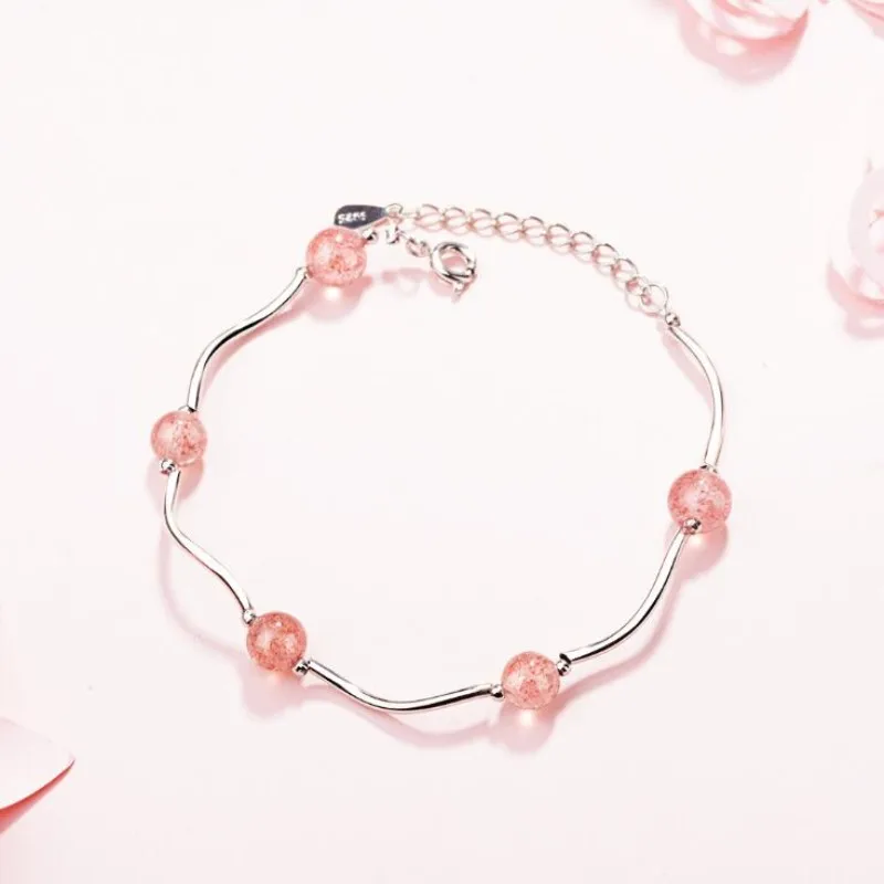 Female Beautiful Fashion 925 Sterling Silver Jewelry Sweet Strawberry Crystal Ball Temperament Trick Peach Bracelets SB116
Female Beautiful Fashion 925 Sterling Silver Jewelry Sweet Strawberry Crystal Ball Temperament Trick Peach Bracelets SB116