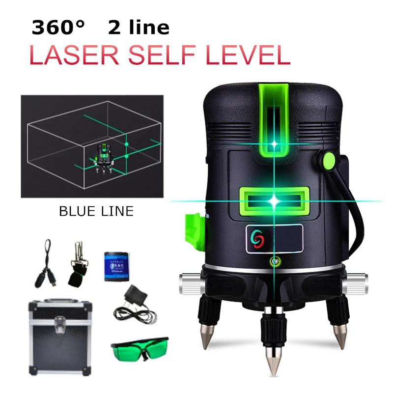 New Arrival Blue Cross Lines Green 3D Rotary Laser Level 2 Line 360 Degree Automatic Self Leveling Vertical Horizontal Outdoor
New Arrival Blue Cross Lines Green 3D Rotary Laser Level 2 Line 360 Degree Automatic Self Leveling Vertical Horizontal Outdoor