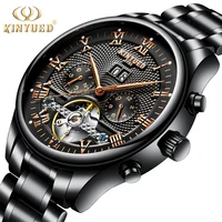 KINYUED Men's Self-Wind Tourbillon Mechanical Watches Water Resistant Automatic Skeleton Watch Men Relojes Hombre 2018 Dropship image