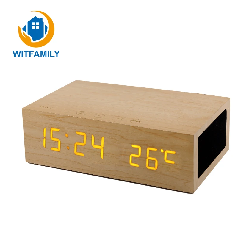 Multifunction LED Temperature Alarm Clock Time HD Display Handsfree Wood Bluetooth Dual USB Charging NFC AUX Playback Speakers
Multifunction LED Temperature Alarm Clock Time HD Display Handsfree Wood Bluetooth Dual USB Charging NFC AUX Playback Speakers
