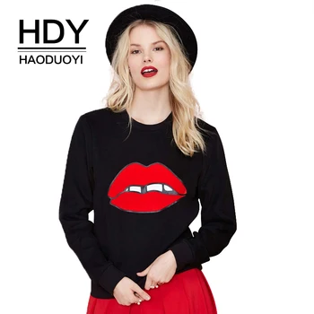 HDY Haoduoyi Brand 2020 Women Black Red Lips Print Long Sleeve Sweatershirts O-Neck Long Sleeve Female Pullovers Lady Tops
HDY Haoduoyi Brand 2020 Women Black Red Lips Print Long Sleeve Sweatershirts O-Neck Long Sleeve Female Pullovers Lady Tops