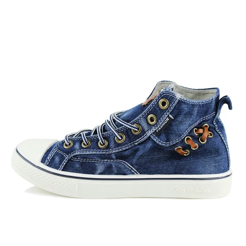 Men Canvas Shoes Fashion High top Men's Breathable Canvas Lace up Vulcanize Shoes 14