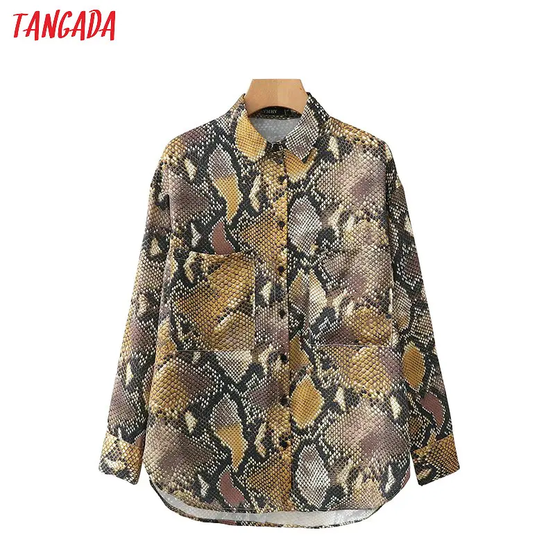 Tangada korea fashion women snake print blouse pockets long sleeve vintage 2019 ladies shirt vintage causal brand tops XD466
Tangada korea fashion women snake print blouse pockets long sleeve vintage 2019 ladies shirt vintage causal brand tops XD466