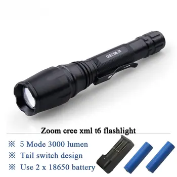 High Power 3000 Lumen cree Xm l T6 led Flashlight Zoomable torch linterna Lanterna Use rechargeable batteries 18650 zaklamp
High Power 3000 Lumen cree Xm l T6 led Flashlight Zoomable torch linterna Lanterna Use rechargeable batteries 18650 zaklamp