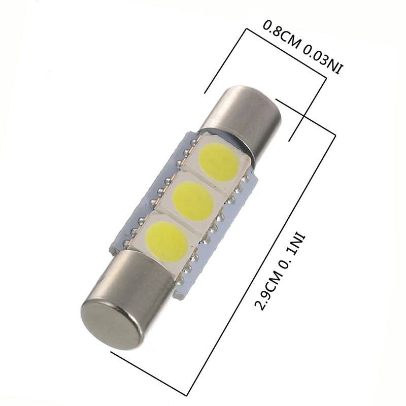 Mayitr 10pcs 29MM 3 SMD LED Car Fuse Festoon 5050 LED Cold White Festoon Sun Visor Vanity Mirror Light Bulb for 6641 TS-14V1C