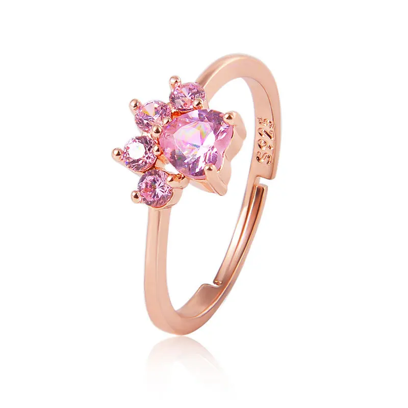 Cute Bear Paw Cat Claw Opening Adjustable Ring Rose Gold silver Rings for Women Romantic Wedding Pink Crystal Love Jewelry Gifts
Cute Bear Paw Cat Claw Opening Adjustable Ring Rose Gold silver Rings for Women Romantic Wedding Pink Crystal Love Jewelry Gifts