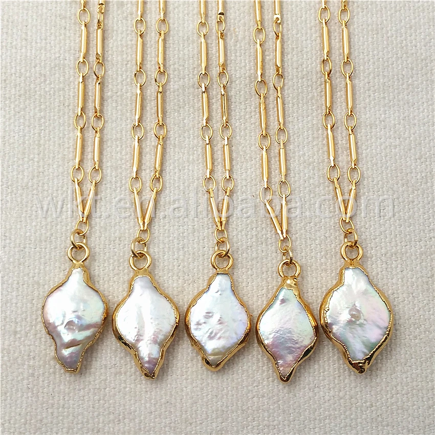 WT-N831 5pcs Wholesale High quality Pearl Necklace & Pendant for Women Gift,Random Shape Charm Pearl Pendant Gold Chain Necklace
WT-N831 5pcs Wholesale High quality Pearl Necklace & Pendant for Women Gift,Random Shape Charm Pearl Pendant Gold Chain Necklace