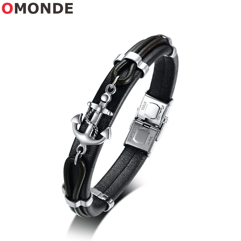 OMONDE 21.5cm Men Black Genuine Leather Bracelet & Bangle Vintage Boat Anchor Charm Wrist Band for Male Pirate Viking Jewelry
OMONDE 21.5cm Men Black Genuine Leather Bracelet & Bangle Vintage Boat Anchor Charm Wrist Band for Male Pirate Viking Jewelry