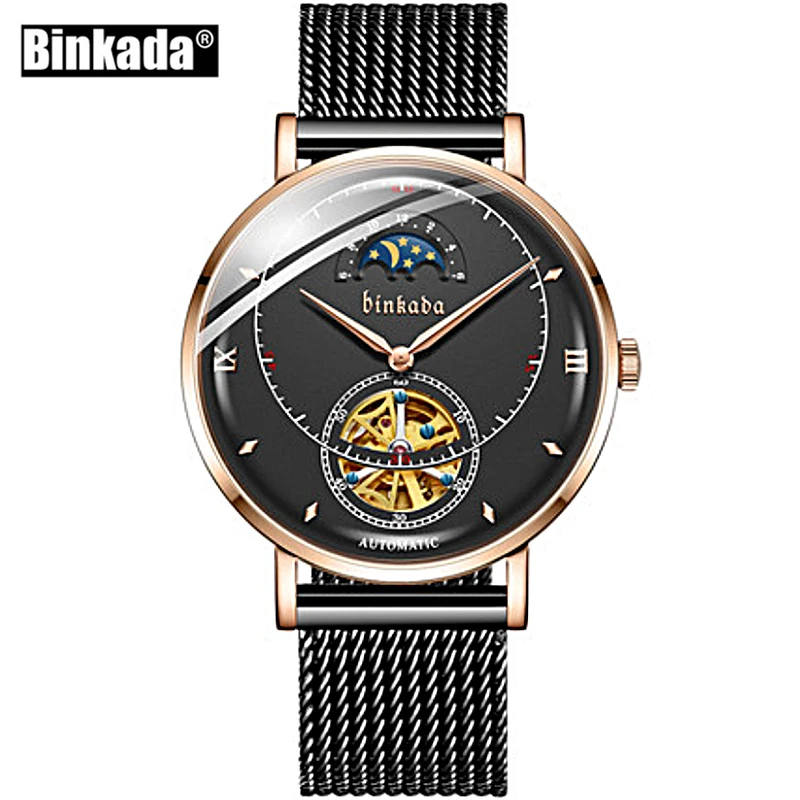 BINKADA новые механические часы мужские брендовые Роскошные Мужские автоматические