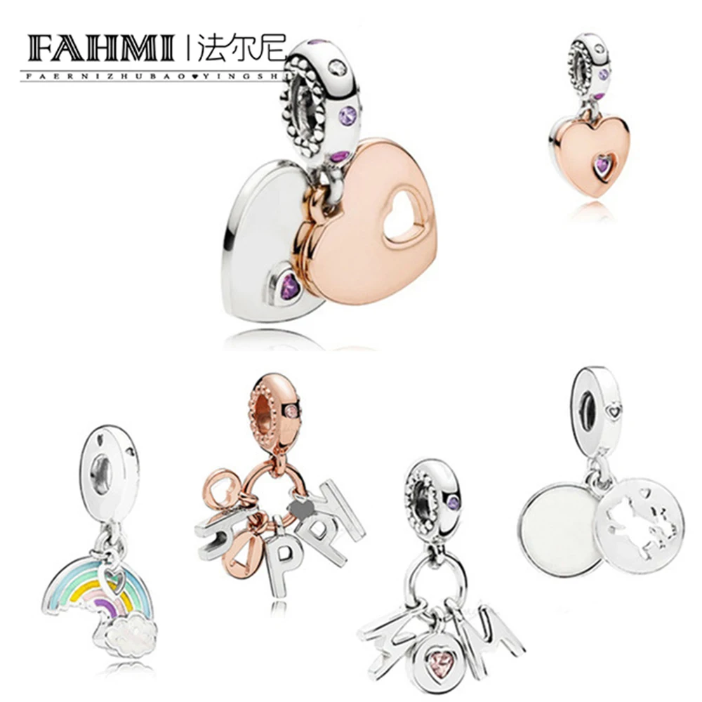 FAHMI 100%925 Sterling Silver New Heart Shape Mother's Day Series Happy Rose Gold Rainbow Pendant DIY Gift Necklace
FAHMI 100%925 Sterling Silver New Heart Shape Mother's Day Series Happy Rose Gold Rainbow Pendant DIY Gift Necklace