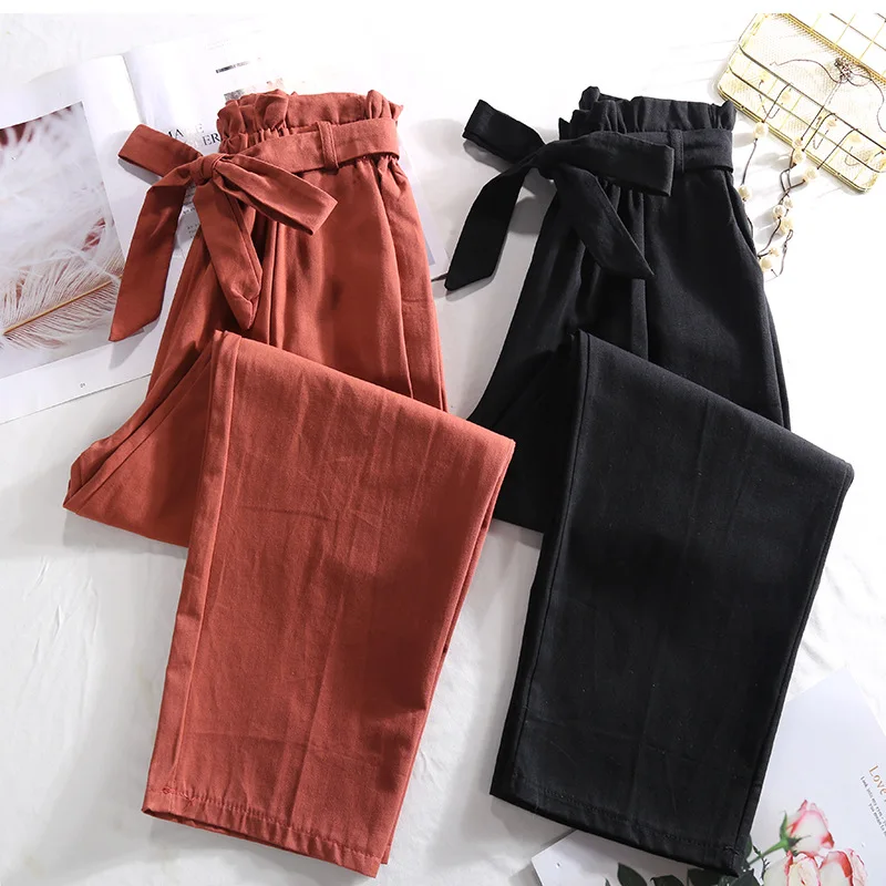 Bow tie belt loose about nine minutes pants new female spring/summer slacks pants students high waist joker straight legs pants
Bow tie belt loose about nine minutes pants new female spring/summer slacks pants students high waist joker straight legs pants