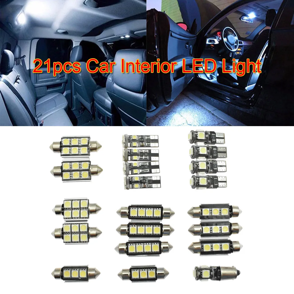 21pcs/set Car 12V White Interior LED Light Bulb Front Dome Makeup Mirror Lights Kit For BMW 5 Series M5 E60 E61 (04-10)
21pcs/set Car 12V White Interior LED Light Bulb Front Dome Makeup Mirror Lights Kit For BMW 5 Series M5 E60 E61 (04-10)