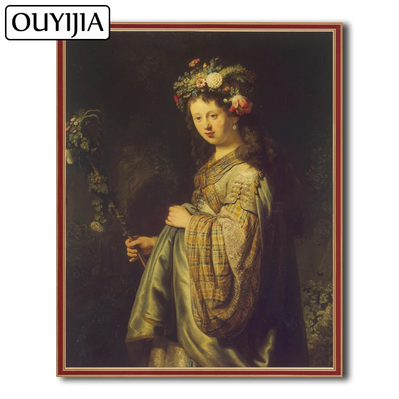 OUYIJIA 5D портрет из мозаики DIY картина маслом Rembrandt Флора персонажа изображение