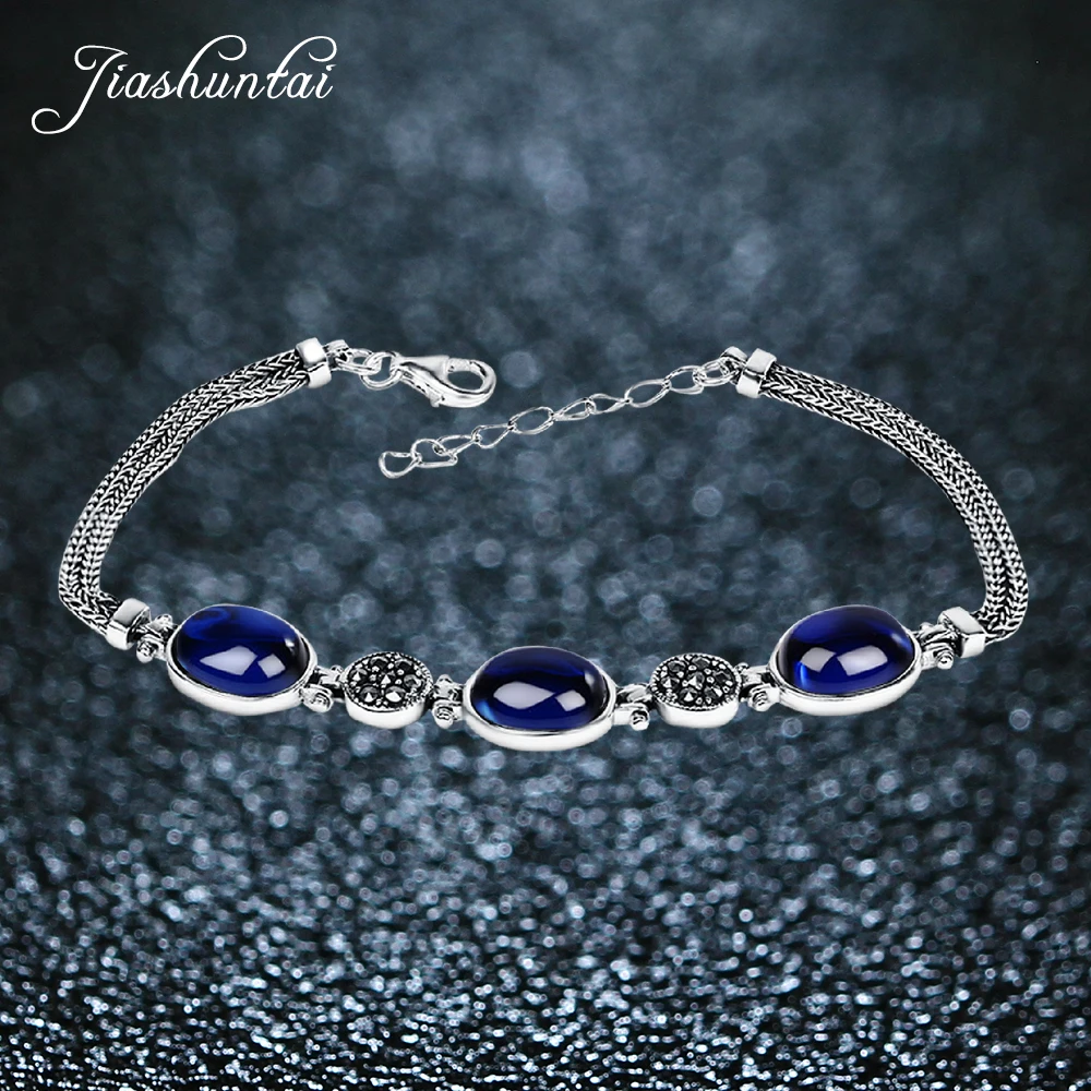 JIASHUNTAI 925 Sterling Silver Blue Sapphire Chalcedony Gemstone Bracelets For Women Thai Silver Fine Jewelry
JIASHUNTAI 925 Sterling Silver Blue Sapphire Chalcedony Gemstone Bracelets For Women Thai Silver Fine Jewelry