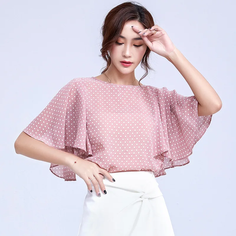 Crewneck Lotus Leaf Middle Sleeve Bobo Chiffon Shirt Women's Wear 2019 Summer New Loose Skinny Western Style shirt Women
Crewneck Lotus Leaf Middle Sleeve Bobo Chiffon Shirt Women's Wear 2019 Summer New Loose Skinny Western Style shirt Women