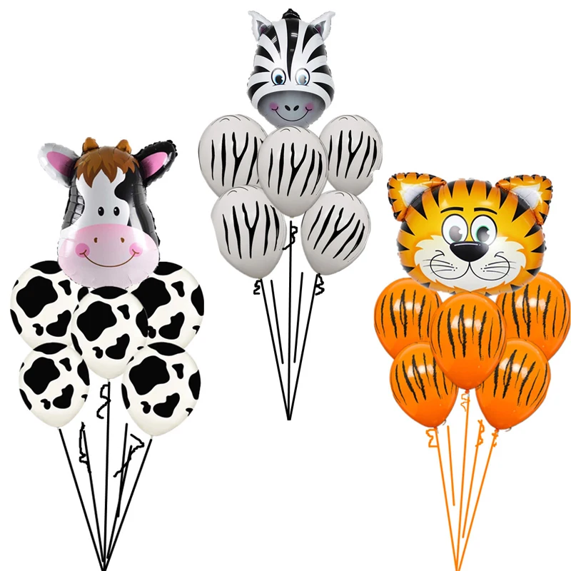 6 pcs/lot Tiger Zebra Cow Animal Air Helium Latex Balloon for Kids Gift Birthday Party Decor Animal Zoo Theme Supplies Toys
6 pcs/lot Tiger Zebra Cow Animal Air Helium Latex Balloon for Kids Gift Birthday Party Decor Animal Zoo Theme Supplies Toys