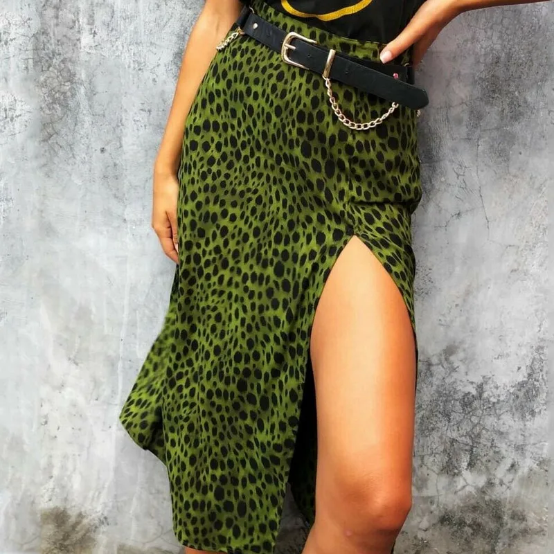 Women Sexy Leopard Print Skirt High Waist Ladies Summer Casual High Slit Green Maxi Skirts 2019 Hot
Women Sexy Leopard Print Skirt High Waist Ladies Summer Casual High Slit Green Maxi Skirts 2019 Hot