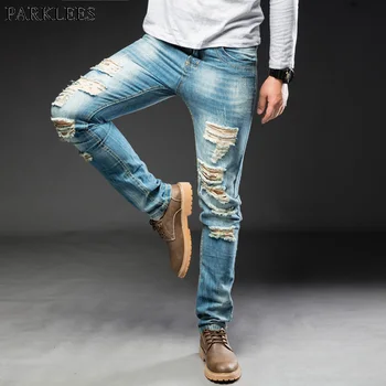 Blue Ripped Straight Jeans Men 2018 New Fashion Big Holes Scratched Jeans Pants Mens Casual Washed Cotton Stretch Jeans Homme 42
Blue Ripped Straight Jeans Men 2018 New Fashion Big Holes Scratched Jeans Pants Mens Casual Washed Cotton Stretch Jeans Homme 42