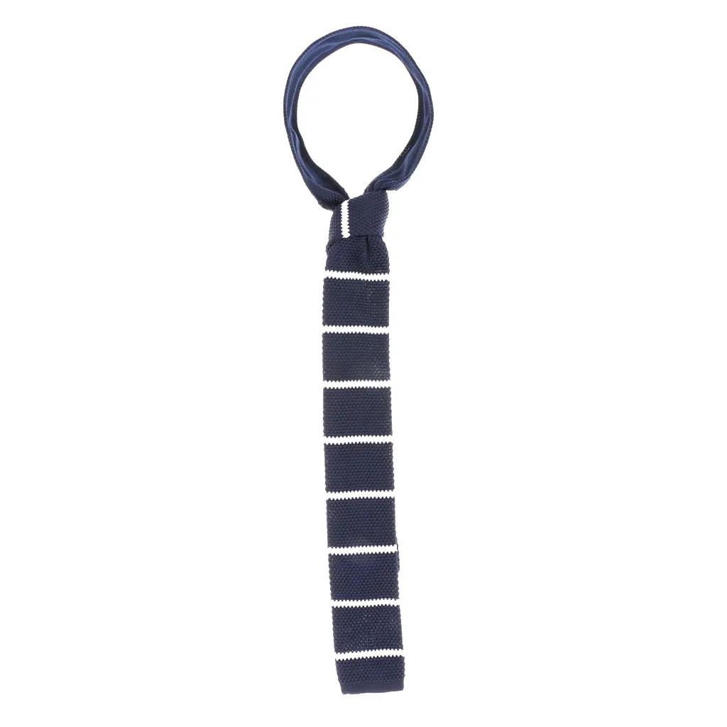 Pack of 2 Pieces Retro Men Wool Knitted Flat Woven Tie Red Blue Wedding Party Necktie