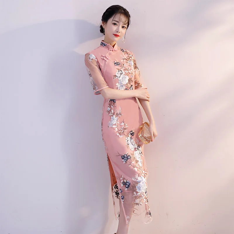 Фото Новое поступление китайский женский кружевной пикантный цветочный короткий Qipao