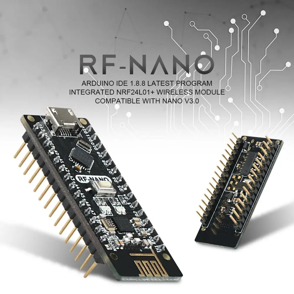 NRF24L01+2.4G Wireless Module + Arwino NANO V3.0=RF-Nano Integrated Board with USB Interface Arwino NANO V3.0 NRF24L01+2.4G
NRF24L01+2.4G Wireless Module + Arwino NANO V3.0=RF-Nano Integrated Board with USB Interface Arwino NANO V3.0 NRF24L01+2.4G