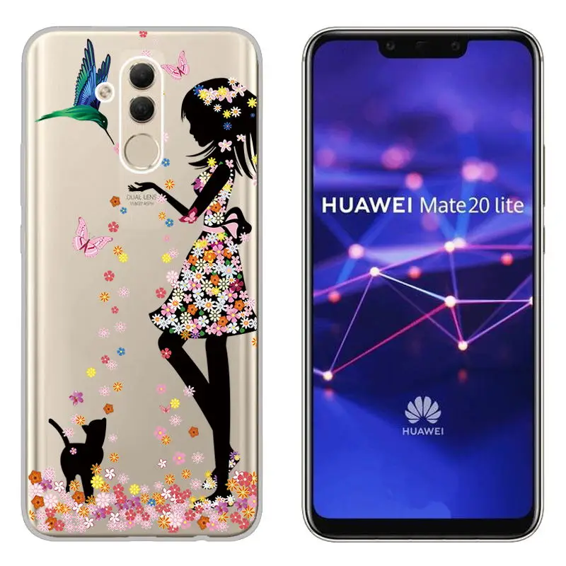 Clear Patterned Slim Soft Rubber Silicone Case Cover sFor Huawei Mate 20 Lite Ultra Thin Capa Coque For Huawei Mate 20 Lite Case (17)