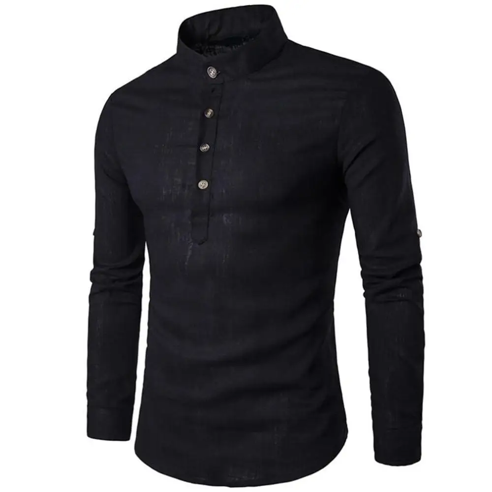 DSstyles Muslim senior men's tops casual fashion slim solid color long-sleeved collar collar linen shirt
DSstyles Muslim senior men's tops casual fashion slim solid color long-sleeved collar collar linen shirt