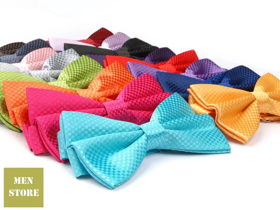 

Colorful Solid Plain Men Bow tie Pre-tied Tuxedo Necktie Woven Groom Wedding Mariage Party BowTie Neckwear BOM02