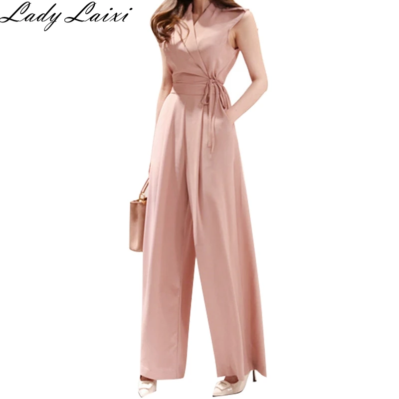2019 Summer Female Puls Size Elegant Loose Jumpsuit Trousers Women Casual Long Pants Overalls pink
2019 Summer Female Puls Size Elegant Loose Jumpsuit Trousers Women Casual Long Pants Overalls pink