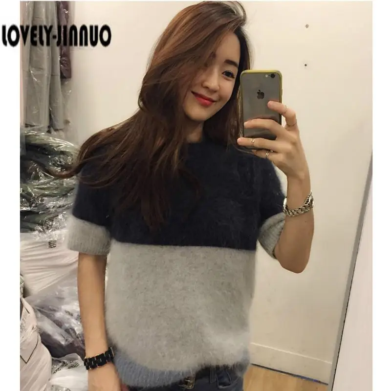 2019 simple Korean hit color mosaic Plush mink cashmere thickened short sleeved sweater Free Shipping JN320
2019 simple Korean hit color mosaic Plush mink cashmere thickened short sleeved sweater Free Shipping JN320