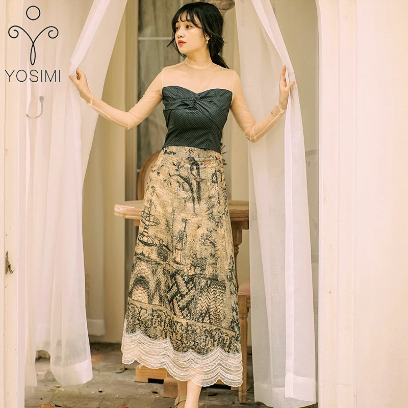 YOSIMI 2019 Summer Dress Vintage Full Sleeve Pullover Shirt Top + Pattern Print Skirt Set 2 Piece Outfits for Women Ankle-Length
YOSIMI 2019 Summer Dress Vintage Full Sleeve Pullover Shirt Top + Pattern Print Skirt Set 2 Piece Outfits for Women Ankle-Length