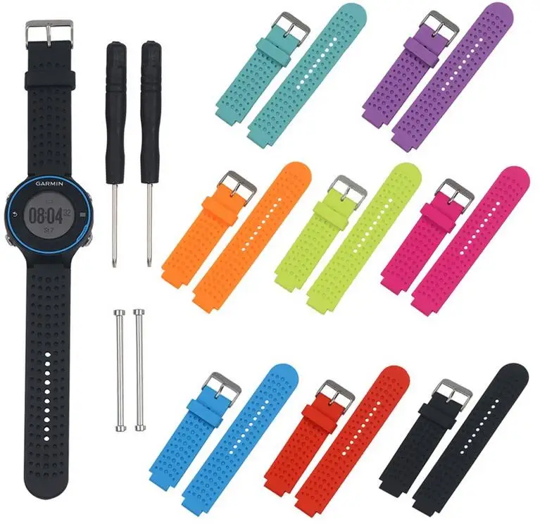 

DHL 100pcs/lot Silicone Replacement Watchband Wrist Watch Band Strap For Garmin Forerunner 230/235/630/220/620/735 With Tools