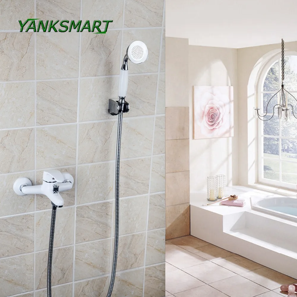 YANKSMART Wall Mounted Solid Brass 2 pcs Faucets Mixers Taps Hot And Cold Mixer White Painting Bathroom Faucet
YANKSMART Wall Mounted Solid Brass 2 pcs Faucets Mixers Taps Hot And Cold Mixer White Painting Bathroom Faucet