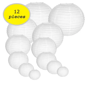12 Pcs/set 4"-14" White Chinese Paper Lantern Assorted Sizes Round boule papier lampion Hanging Outdoor Decor Ball for Wedding 
12 Pcs/set 4"-14" White Chinese Paper Lantern Assorted Sizes Round boule papier lampion Hanging Outdoor Decor Ball for Wedding