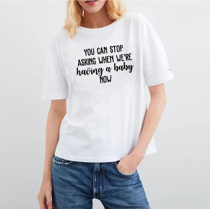 You Can Stop Asking When We're Print Short Sleeve T-shirt Women Short Sleeve O-neck Cotton T Shirt Women Loose Tee Shirt Femme
You Can Stop Asking When We're Print Short Sleeve T-shirt Women Short Sleeve O-neck Cotton T Shirt Women Loose Tee Shirt Femme