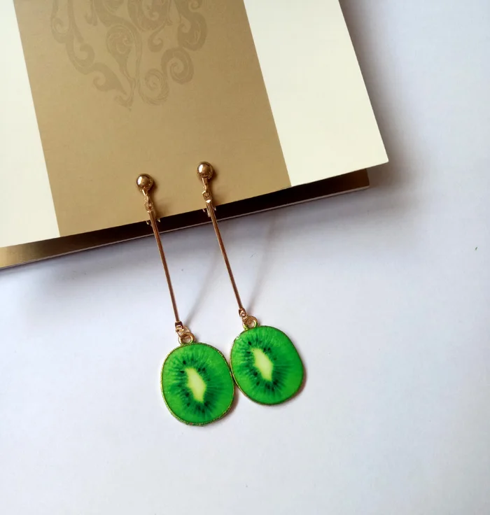 New Summer Lovely Fruit Orange Kiwi Apple Clip On Earrings Without Piercing For Girl'S Fashion Enamel Earrings Bijouterie 8 Aeproduct.getsubject()