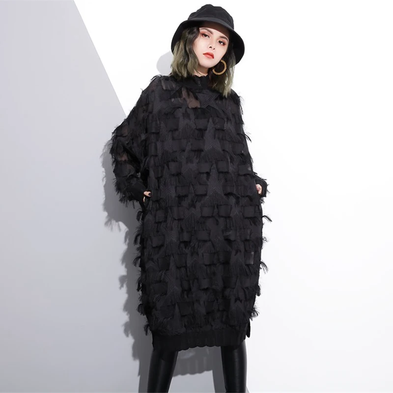 Autumn Lace Dresses Of The Big Sizes Stand Collar Batwing Long Sleeve Loose Oversize Dress Female Fashion Clothing Tide
Autumn Lace Dresses Of The Big Sizes Stand Collar Batwing Long Sleeve Loose Oversize Dress Female Fashion Clothing Tide