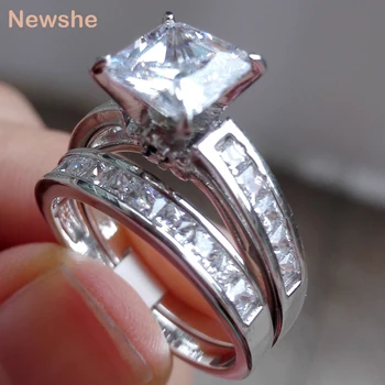 Newshe Solid 925 Sterling Silver Wedding Ring Set Engagement Band Classical Jewelry For Women
Newshe Solid 925 Sterling Silver Wedding Ring Set Engagement Band Classical Jewelry For Women