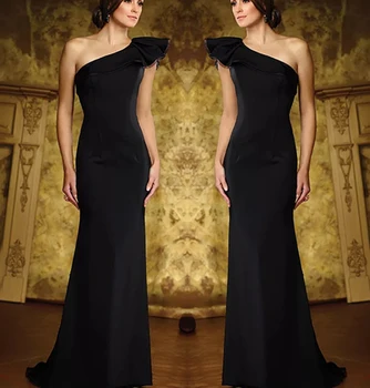 Glamorous One Shoulder Black Satin Mermaid Evening Dress Sweep Train Prom Gown Custom Made
Glamorous One Shoulder Black Satin Mermaid Evening Dress Sweep Train Prom Gown Custom Made