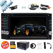 2 дин dvd-плеер стерео Радио Сенсорный экран Bluetooth GPS СБ Navi в тире головное устройство USB Aux бесплатная беспроводной Камера и Географические карты