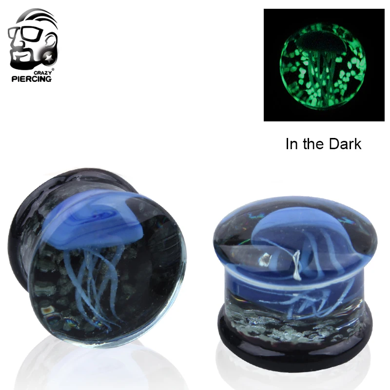 Blue Translucent Glass Earrings White Jellyfish Ear Plug Tunnel Ear In The Dark 8mm-16mm Stretcher Expander Fashion Body Jewelry
Blue Translucent Glass Earrings White Jellyfish Ear Plug Tunnel Ear In The Dark 8mm-16mm Stretcher Expander Fashion Body Jewelry