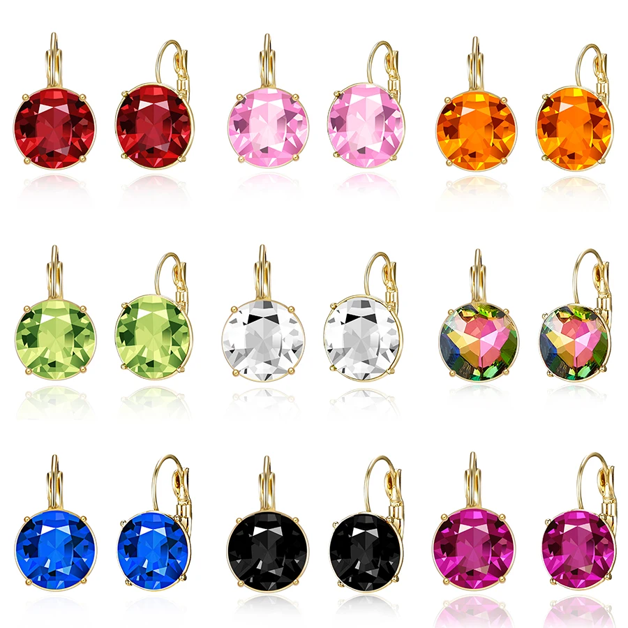 Fashion Gold Color Round Crystal Stud Earrings Red Pink Blue Austrian Rhinestone Earring For Women Wedding Jewelry Gift
Fashion Gold Color Round Crystal Stud Earrings Red Pink Blue Austrian Rhinestone Earring For Women Wedding Jewelry Gift