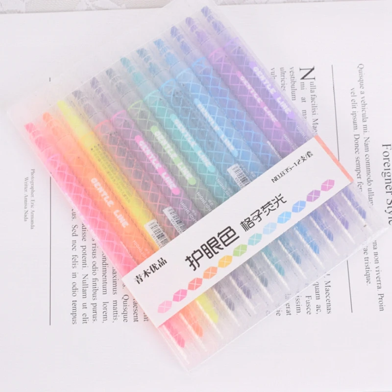 12Pcs/Set Lattice Mildliner Pen Headed Highlighter Pen Drawing Marker Pens School Office Supply Art Highlighter Drawing Mark Pen
12Pcs/Set Lattice Mildliner Pen Headed Highlighter Pen Drawing Marker Pens School Office Supply Art Highlighter Drawing Mark Pen