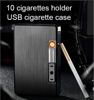 10 cigarettes holder Men's cigarettes case, automatic electric USB tungsten wire charging metal alloy cigarette box
10 cigarettes holder Men's cigarettes case, automatic electric USB tungsten wire charging metal alloy cigarette box