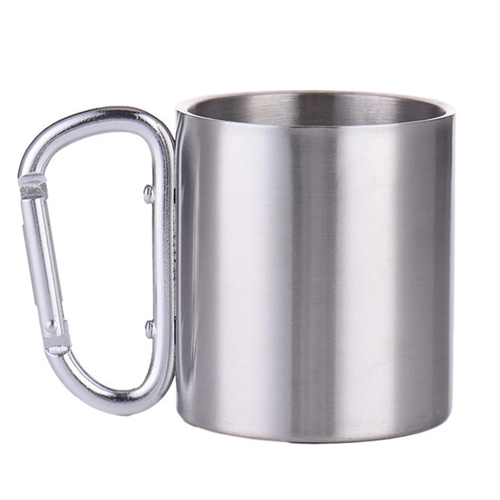 300ml Portable Outdoor Stainless Steel Water Tea Coffee Mug Self Lock Carabiner Handle Cup For Camping Hiking Climbing
300ml Portable Outdoor Stainless Steel Water Tea Coffee Mug Self Lock Carabiner Handle Cup For Camping Hiking Climbing